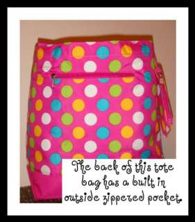 Pink Multicolor Polka Dot Tote Bag Monogrammed for Gym School Dance 