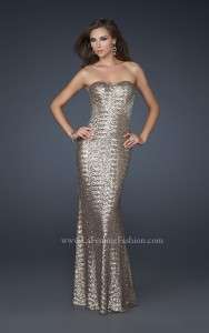 La Femme 17506 Mermaid Sequined Gown Bronze, Charcoal SIZES 2,4  