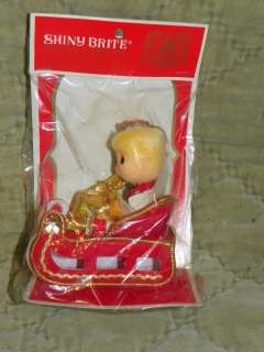 Vintage Shiny Brite Japan Christmas Ornament Angel on a Sleigh New MIP 