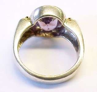 Purple CZ / 18KT Yellow Gold / Sterling Silver Ring ~ 7  