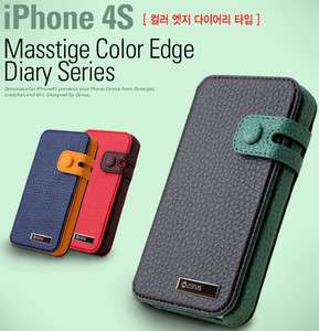 Apple iPhone 4 4S Color Edge diary Series Case Cover Navy, Red, Black 