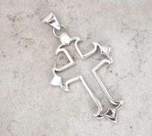 LARGE STERLING SILVER CUT OUT GOTHIC CROSS PENDANT  