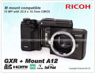 Ricoh GXR Body + Mount A12 for Leica M Mount Lens