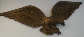 Vintage Cast Iron Gold Tone American Eagle Wall Decor  