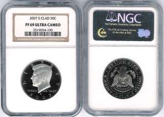 2007 S Clad 50C PF69 Kennedy Ultra Cameo Proof NGC NEW  