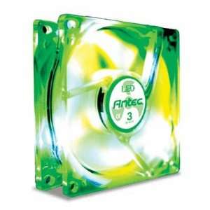  Antec Tricool 80mm Green LED Case Fan Balance Quiet 