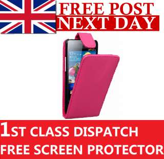 GREAT VALUE NEW PINK LEATHER CASE FOR GALAXY S II I9100 + 3 X 