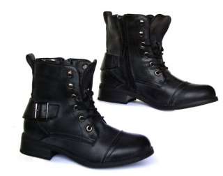 NEW GIRLS KIDS MILITARY COMBAT BOOTS BLACK SCHOOL SHOES BOOT SIZE 10 
