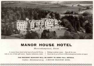 1959 AD FOR THE MANOR HOUSE HOTEL ~ MORETONHAMPSTEAD UK  