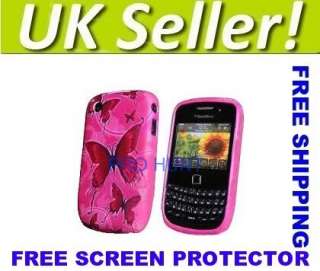 Pink Butterfly Silicone Case For Blackberry Curve 8520/9300 + Free 