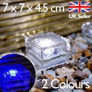   Garden Path Light, Small Glass Ice Brick Blue or White LED Premium