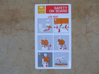 KLM Airlines Safety seat card B 747 300 1994 boeing  