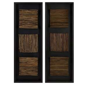  IMAX Natural Pressed Bamboo And Reed Wall Decor With Black 