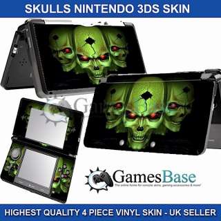 Nintendo 3ds Sticker Skins Green Skulls 4 Piece  