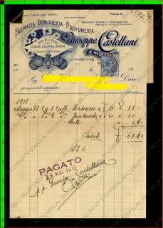 Fattura Toscana Empoli 1918 Farmacia Drogheria Profumeria Vini di 