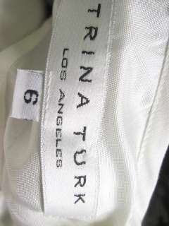TRINA TURK Black White Cotton Mid Length Dress 6 $354  