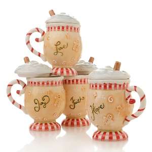 Winter Lane Set of 4 Gingerbread Ceramic Mugs 