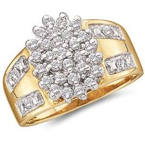  Cluster Diamond Ring 10k Yellow Gold Anniversary Ladies (1 