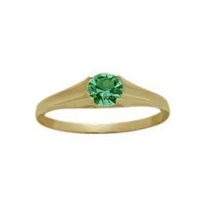   14 Karat Yellow Gold Genuine 0.25tcw. Emerald May Baby Gemstone Ring
