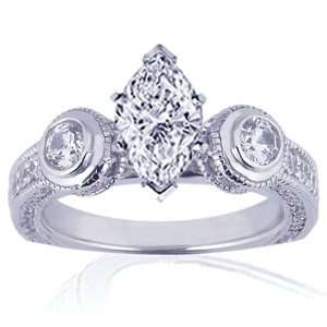  2 Ct Marquise Cut 3 Stone Diamond Engagement Ring W 