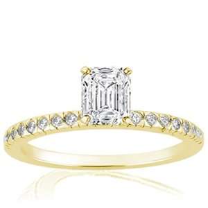  1.15 Ct Emerald Cut Petite Diamond Engagement Ring Bezel 