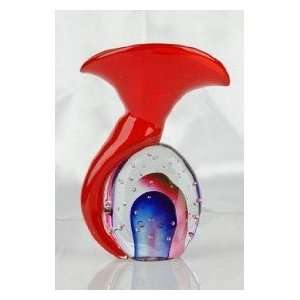  Murano Glass Purple & Red Sommerso Vase 100% Hand Blown 
