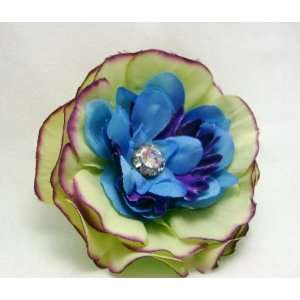    Green Purple and Blue Hair Flower Clip and Pin 