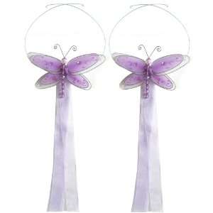  Purple Multi Layered Dragonfly Curtain Tieback Pair / Set 