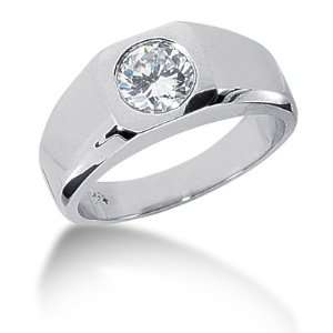  0.60 Ct Men Diamond Ring Wedding Band Round Cut Bezel 14k 