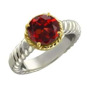   85 Ct Round Red Garnet Argentium Silver 10k Yellow Gold Ring Jewelry