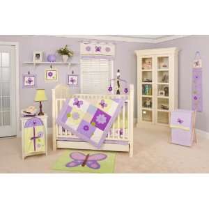  Lavender Butterfly 10 Piece Crib Set White Baby