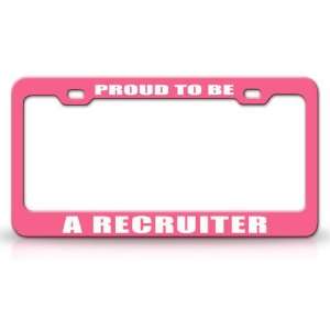   Career, High Quality STEEL /METAL Auto License Plate Frame, Pink/White