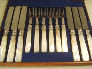   of 24 Piece Silver Plate , Mother of Pearl Knife & Fork Set  
