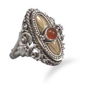 Sterling Silver and 14 Karat Gold Plate Carnelian Ring Size Available 