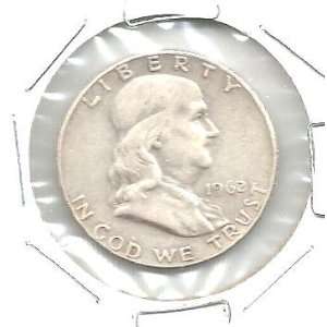 1962 D SILVER 1/2 OZ FRANKLIN HALF DOLLAR COIN EF   EXTREMELY FINE