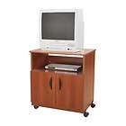Safco Mobile Stand Cart TV Stand with Cabinet and Shelves in Cherry 