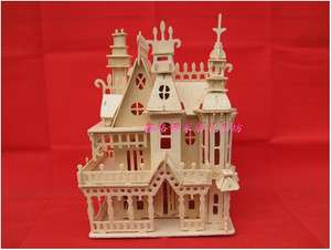 3D wooden puzzle dollhouse doll wood House 4 rooms kit  