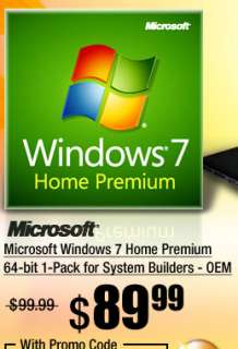 Microsoft Windows 7 Home Premium 64 bit 1 Pack for System Builders 