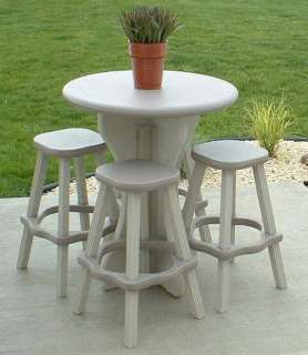 New Outdoor 36 Cafe Table & 4 Stools 5 Piece Gray Set Bistro Patio 