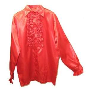  70s 60s Disco Frill Fancy Dress Shirt RED One Size Toys 