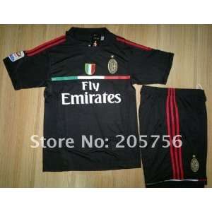  11/12 ac milan away black soccer jersey kit Sports 