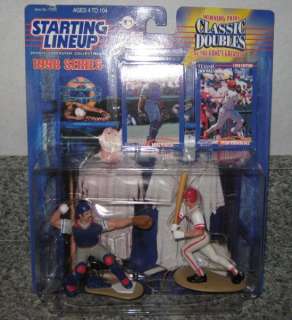 MIKE PIAZZA IVAN RODRIGUEZ DOUBLES FIGURE CARD MLB 1998  
