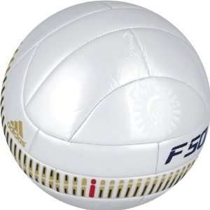 Adidas F50 Messi Soccer Ball, Metallic White/Metallic Gold/New Navy, 5 