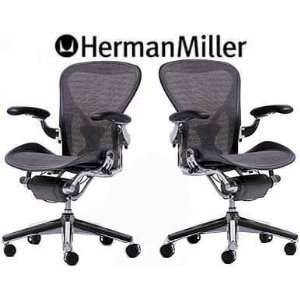  TWO   Herman Miller Aeron Chair Medium Size (B) PostureFit 