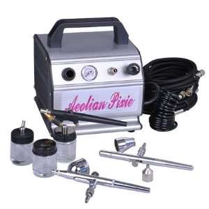  Dual/ Single Action 3 Airbrushes Kit with Air Compressor Beauty