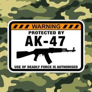 Ford F150 F250 PROTECTED BY AK47 Warning Sticker Decal  