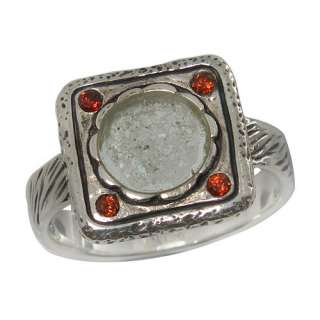 Israeli Antique Roman glass silver 925 Romantic ring  