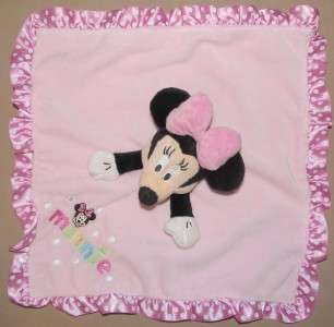 Disney Baby MINNIE MOUSE Security Blanket LOVEY Pink VELOUR White 