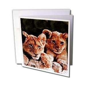  Wild animals   African Lion Cubs   Greeting Cards 6 Greeting Cards 