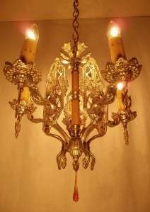 Antique ORNATE VICTORIAN Silver Plated Brass Chandelier 1920s  